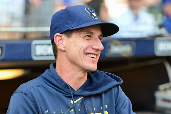 Oct 1, 2023; Milwaukee, Wisconsin, USA; Milwaukee Brewers manager Craig Counsell looks on before the game against the Chicago Cubs at American Family Field.